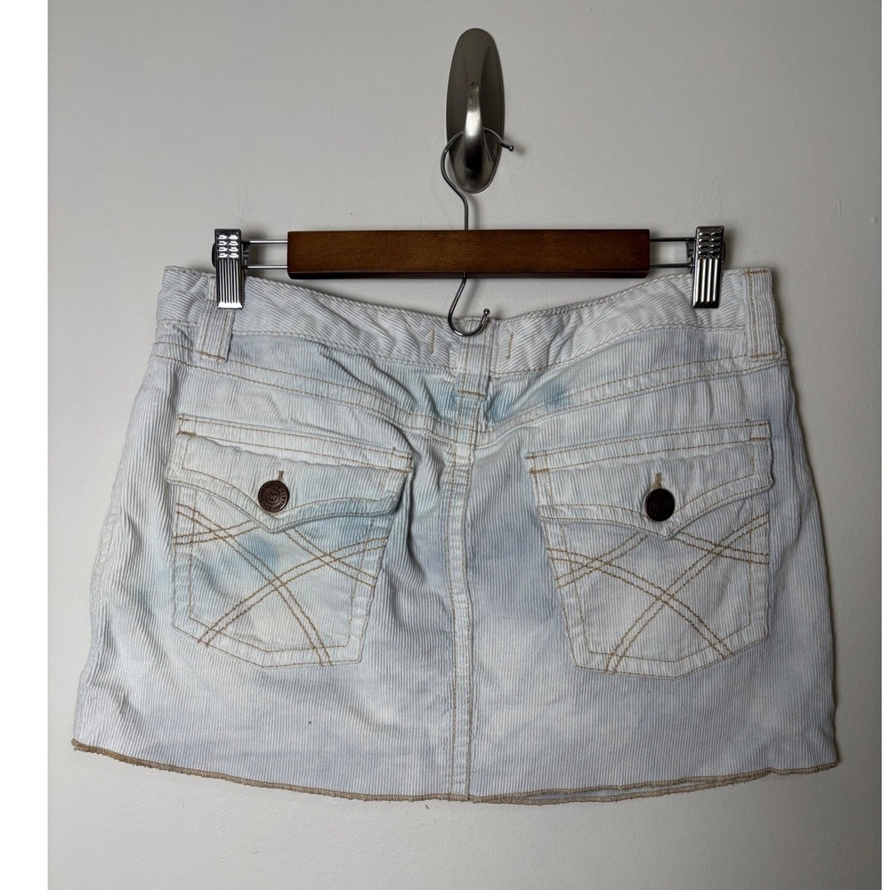 Aeropostale Y2K Acid Wash Corduroy Micro Mini Skirt 9/10 Indie Festival Raw Hem